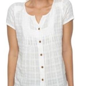 Prana White Short-Sleeve Button-Down Women's Top